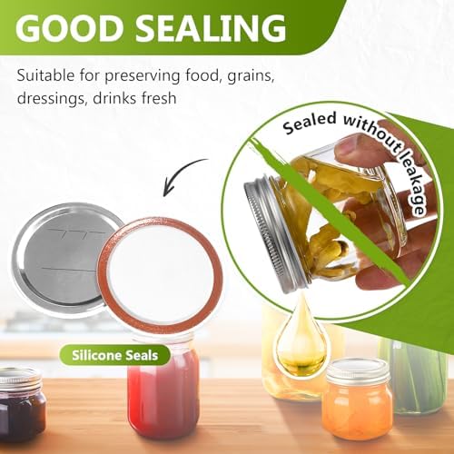 FGSAEOR 52Pcs Wide Mouth Canning Lids Bands Set