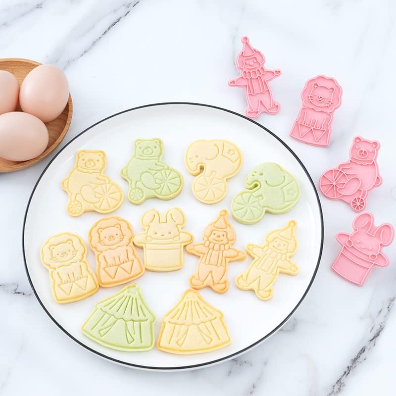 6 Piece Circus Cookie Cutters Set with Clowns and Cartoon Designs