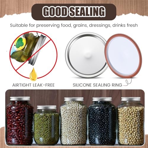 Nuogo 240 Pcs Wide Mouth Canning Lids with Silicone Sealing Rings