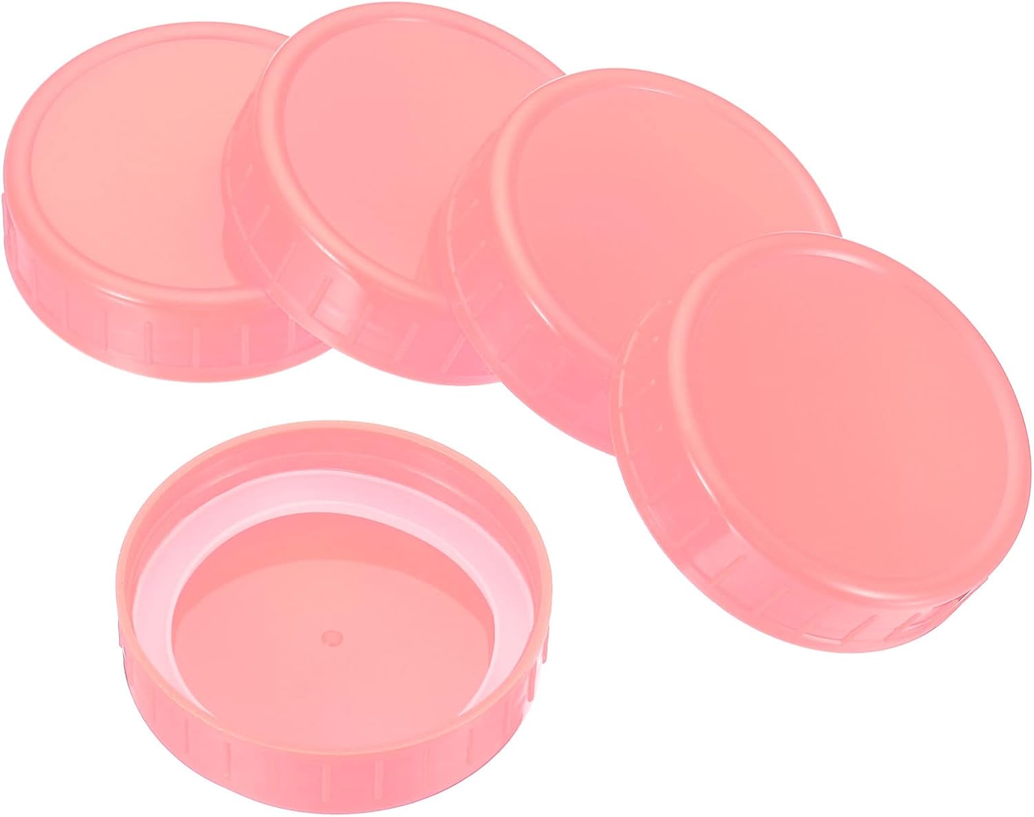 PATIKIL 70mm Pink Plastic Mason Jar Lids 8-Pack Set with Silicone Rings
