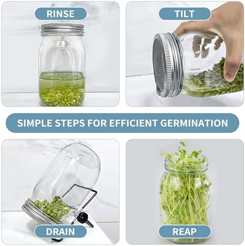 EKPYUB Upgrade Sprouting Jar Kit 2Pcs with Lids and Stand