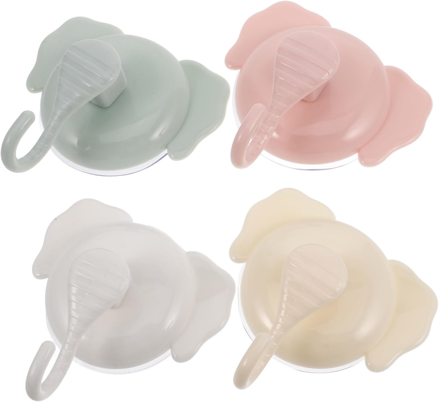 4Pcs Cute Elephant Suction Cup Hooks No Drill Bathroom Wall Hooks