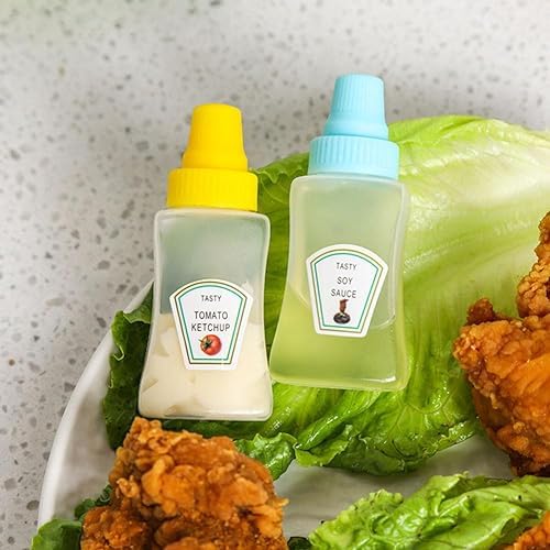 ZOHIKO Mini Ketchup Bottle 2 Count Portable Squeeze Bottles