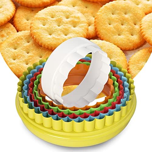 YAFIYGI 6-Piece Scalloped Round Cookie Cutters Plastic