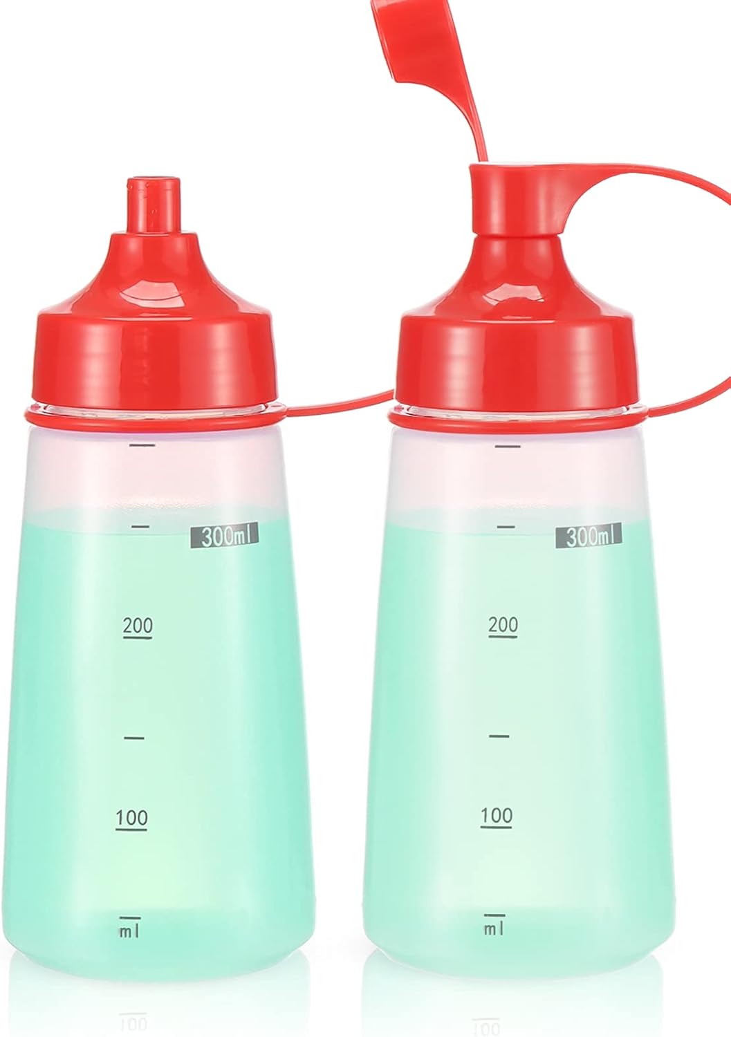 oiununo Squeeze Bottles Wide Mouth Pack of 2 Red 300 mL