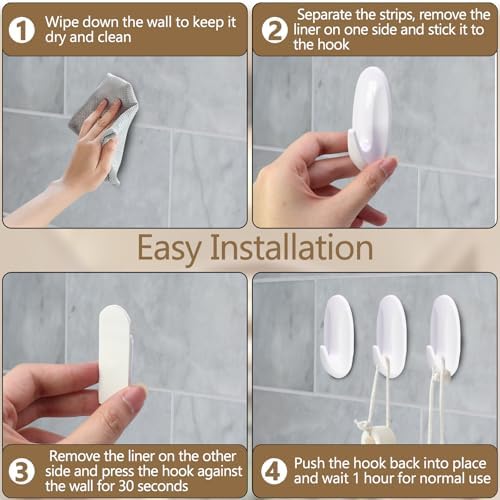 6 Pack Medium Utility Hooks Damage Free Self Adhesive Heavy Duty