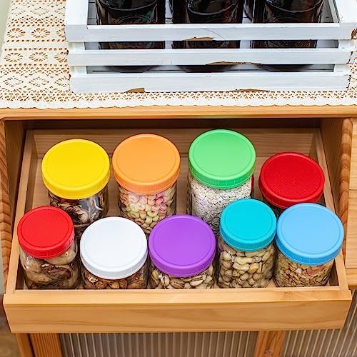 9 Pack Blue-green Wide Mouth Mason Jar Lids with Silicone Rings 1