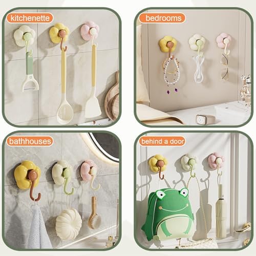 Niaviben Sunflower Suction Cup Hooks - Green One Size
