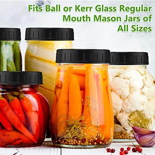 Inbagi 30 Pcs Mason Jar Plastic Lids with Rubber Seal Black