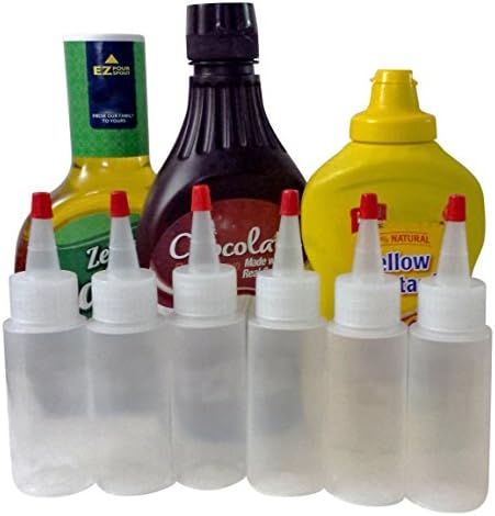 6 Pack 2oz Food Safe Plastic Squeeze Bottles