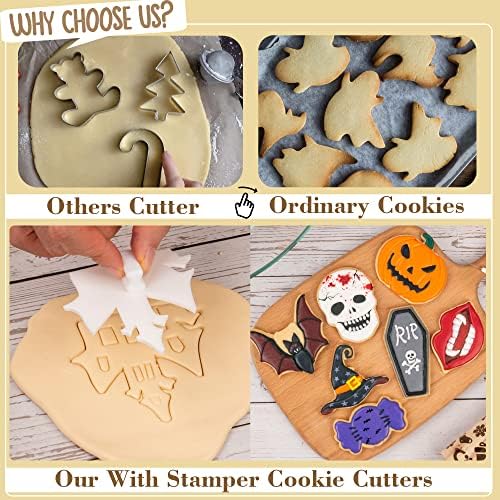 Flycalf Halloween Cookie Cutter Set 16PCS Food Grade PLA