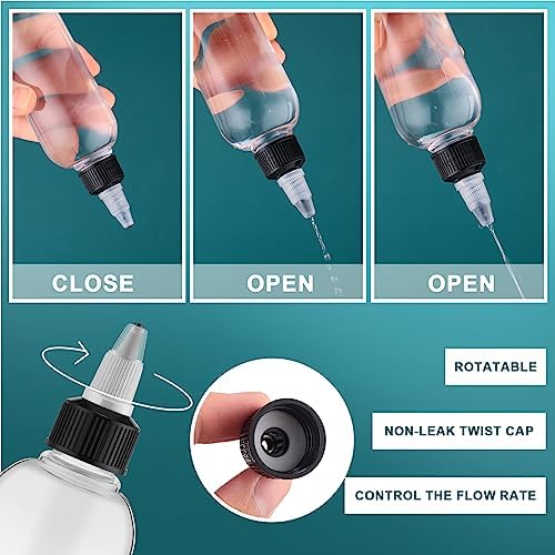 Tanlade 200 Pcs 2oz Plastic Squeeze Bottles with Twist Cap