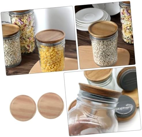 Alipis 2pcs Wooden Mason Jar Lids with Silicone Seals