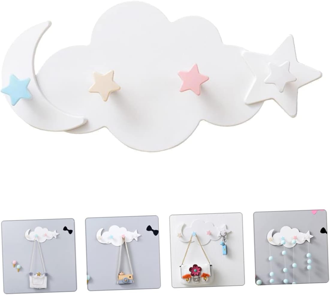 2Pcs Adhesive Moon Star Hooks for Kids Room Decor