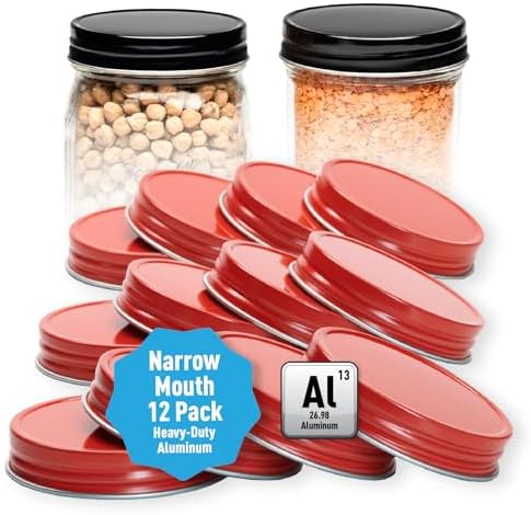 AllSpice Narrow Mouth Aluminum Mason Jar Lids 12-Pack Red 1