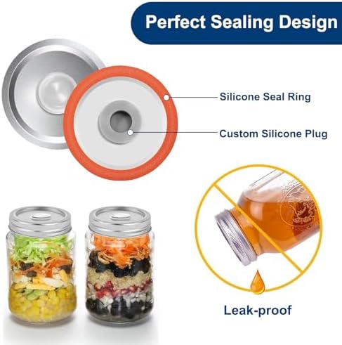 KIMTOUL Canning Lids 10 Pcs 276 in 339 in with Silicone Plugs