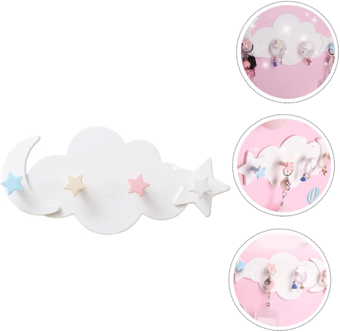 2Pcs Adhesive Moon Star Hooks for Kids Room Decor