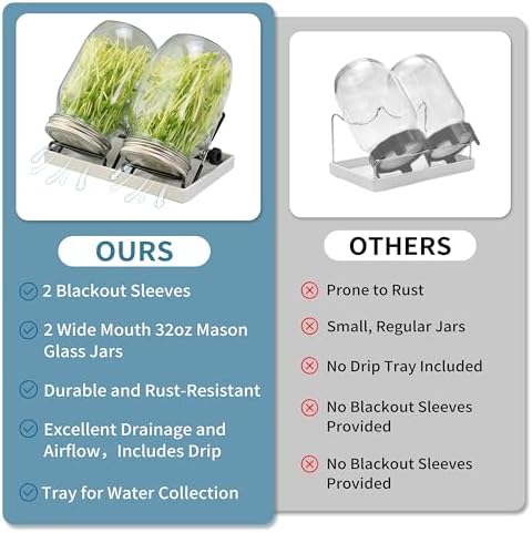EKPYUB Upgrade Sprouting Jar Kit 2Pcs with Lids and Stand