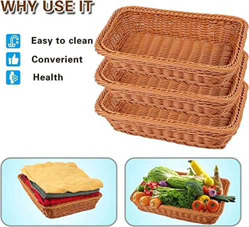 KEILEOHO 3 Pack 12 Inch Poly Wicker Bread Baskets 1