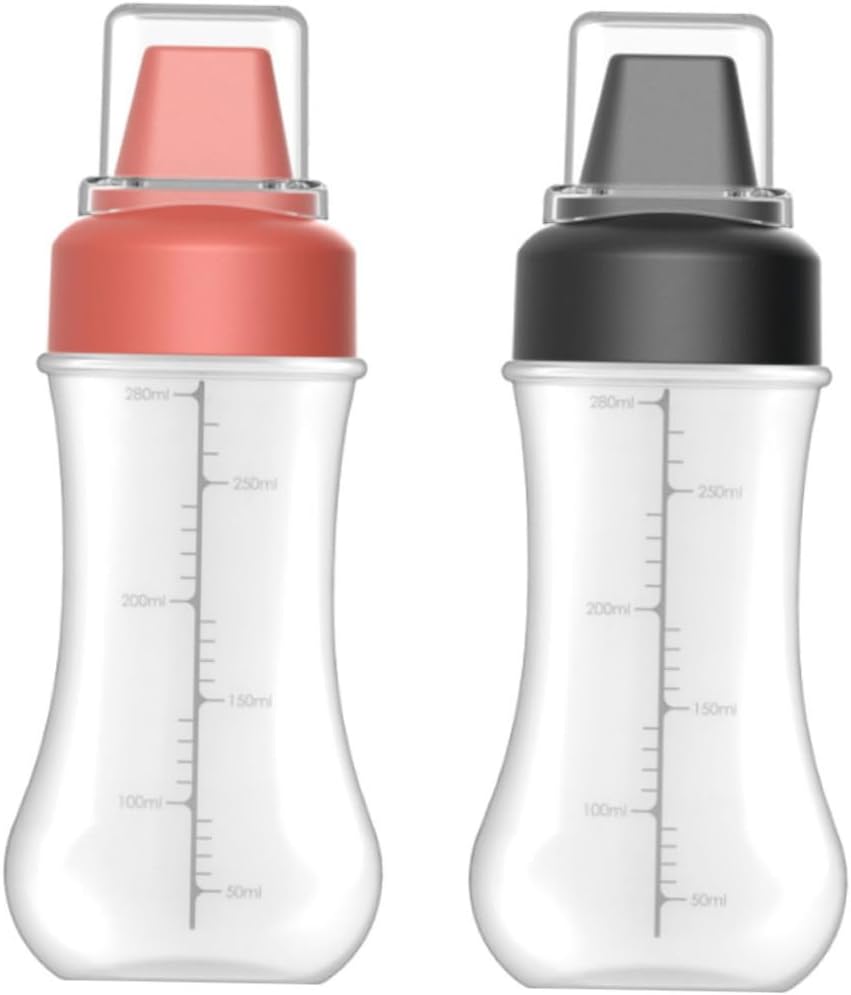 OKUMEYR 2 Pack 350ml Condiment Squeeze Bottles with Scale 1