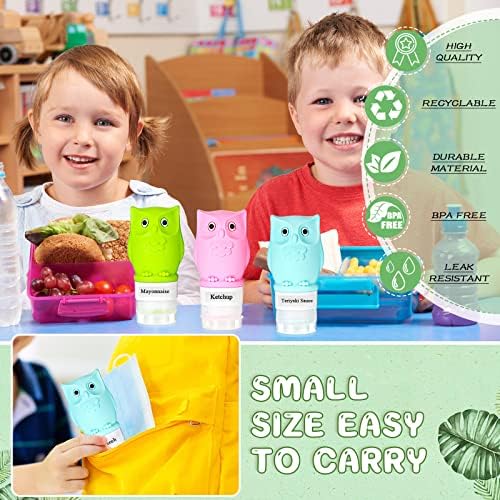 Meanplan 6-Pack Silicone Condiment Squeeze Bottles with Brush and Labels
