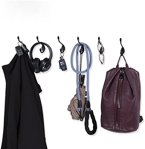 Brightmaison 6 Pack Heavy Duty Dual 35 Inch Coat Hooks Black