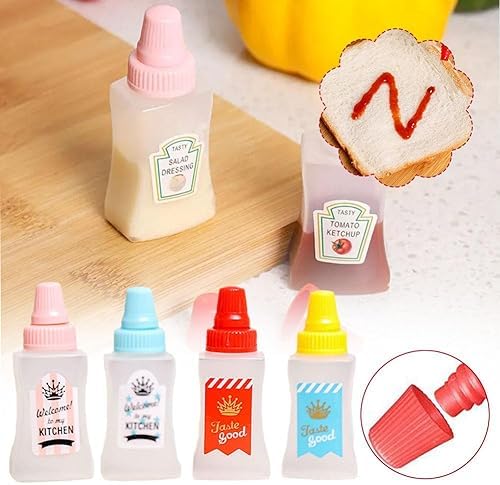 ZOHIKO Mini Ketchup Bottle 2 Count Portable Squeeze Bottles