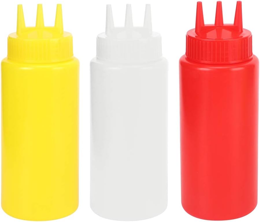 Agatige 3 Hole Condiment Squeeze Bottles 3Pcs