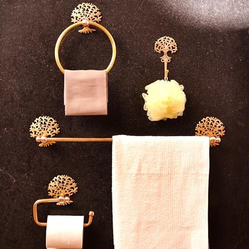 IndianShelf Premium Tree Design Brass Towel Ring 1