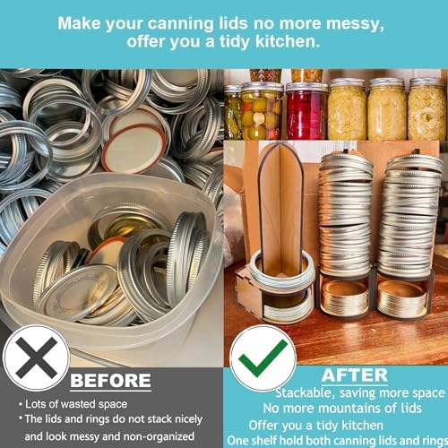 Mason Jar Lid Organizer Wood Storage for Canning Lids and Rings