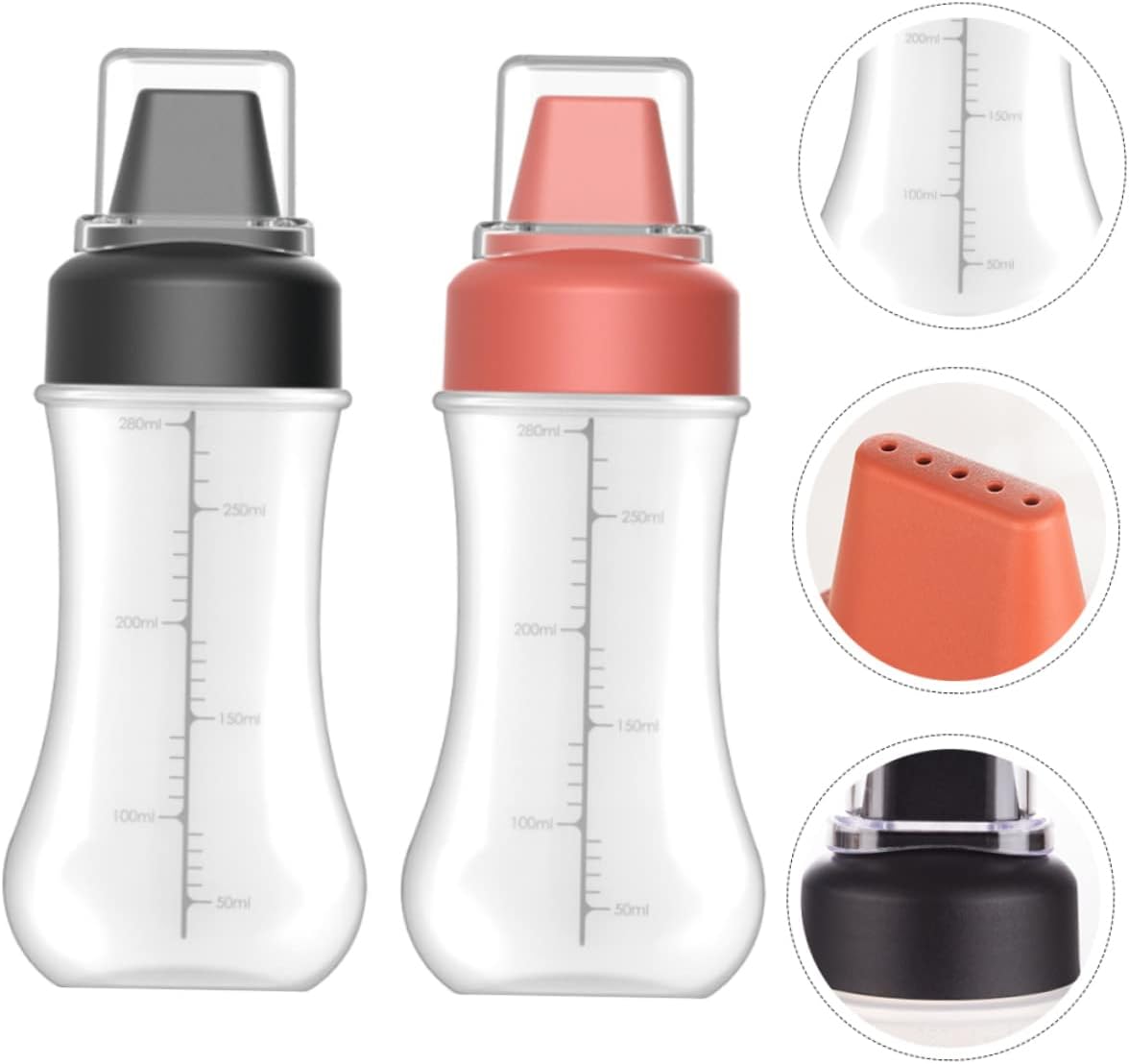 OKUMEYR 2 Pack 350ml Condiment Squeeze Bottles with Scale 1