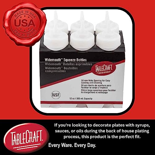 TableCraft C11253C Condiment Squeeze Bottles 12 Ounces White Pack of 6