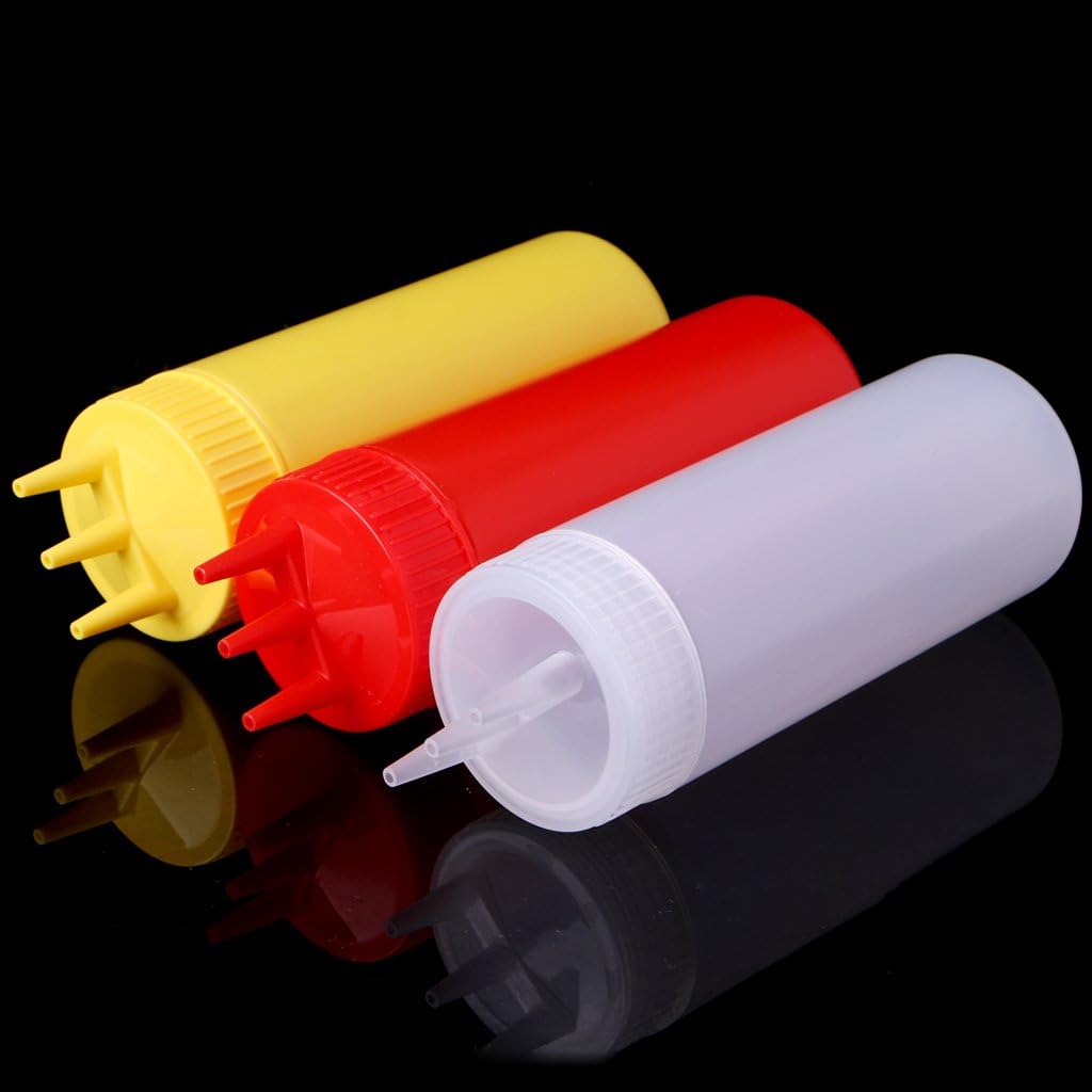 Hisocute 3 Hole Squeeze Bottle Condiment Dispenser