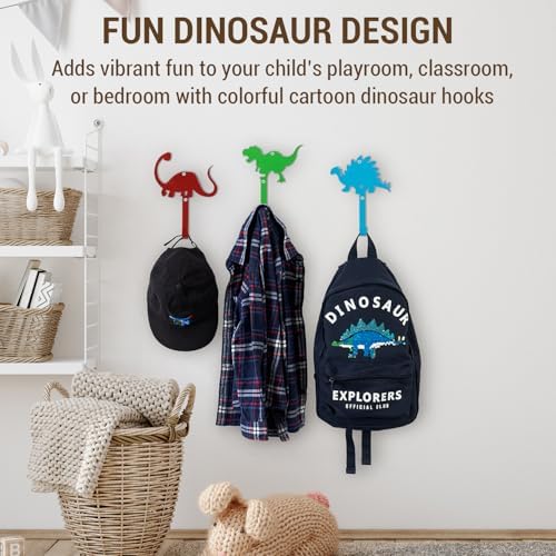 MyGift Fun Dino Coat Hooks 3 Piece Set