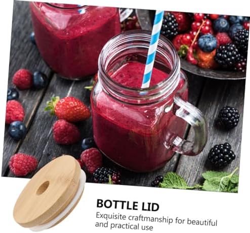 MAGICLULU 4PCs Wood Mason Jar Lids with Straw Hole
