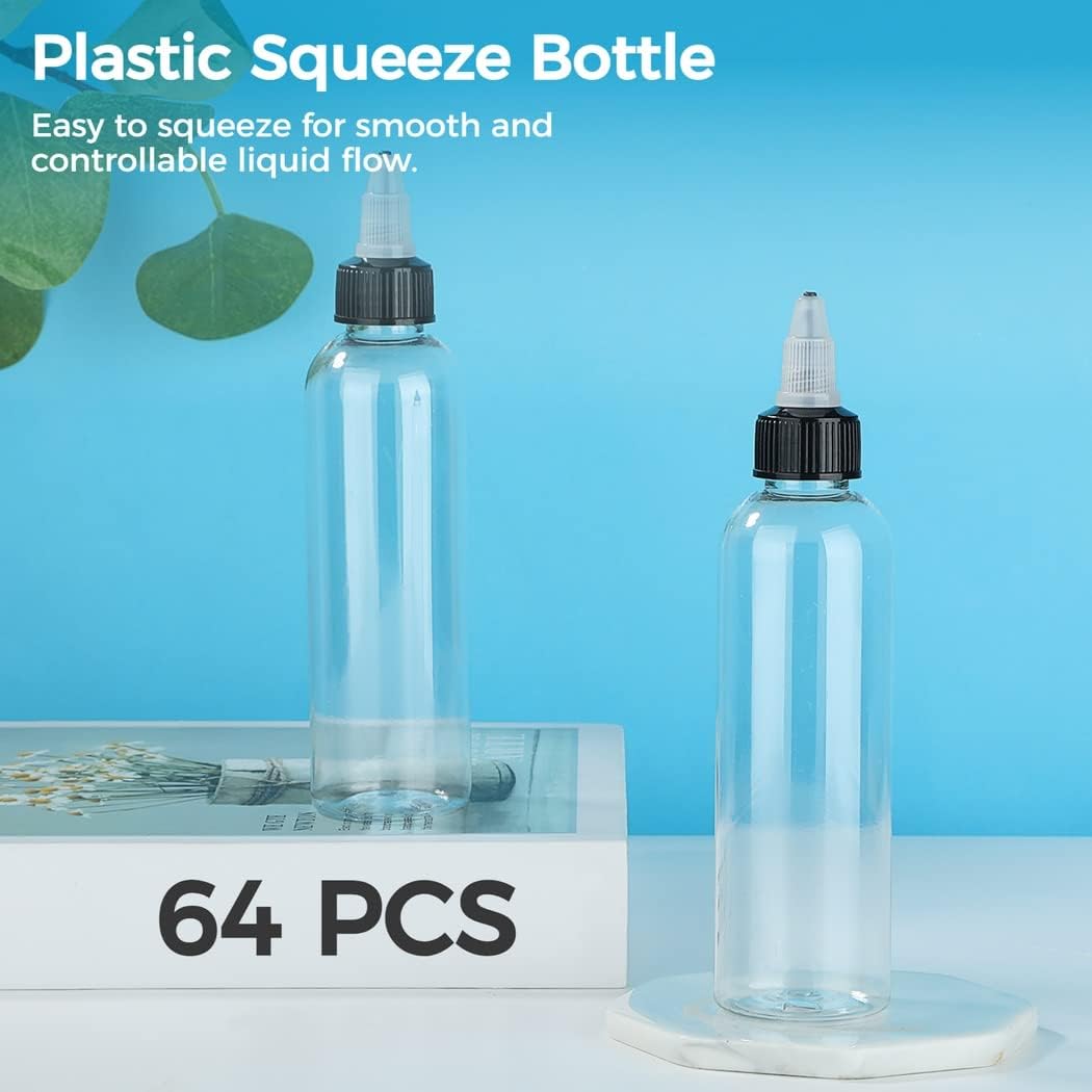 64pcs 4oz Condiment Squeeze Bottles Set
