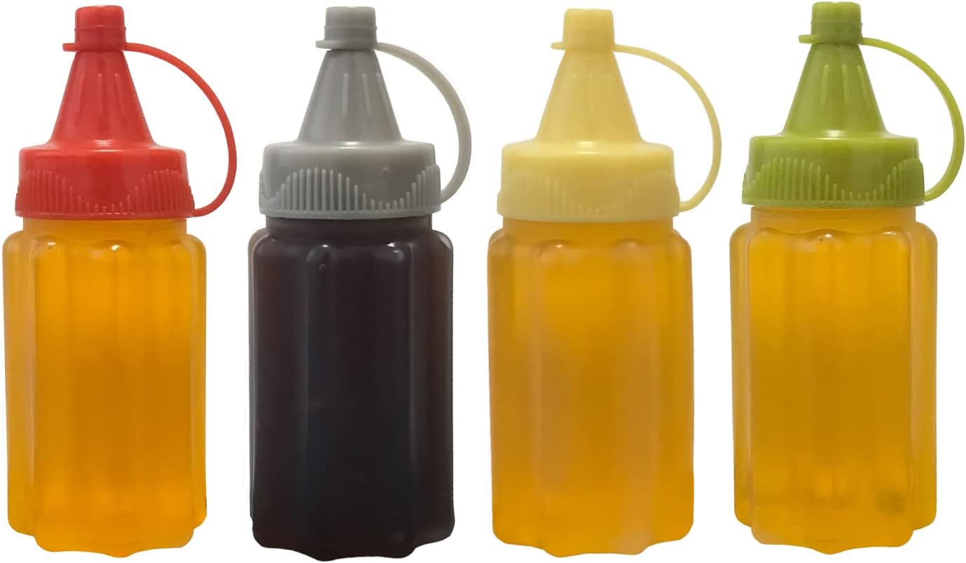 HYMAOME 4pcs Mini Condiment Squeeze Bottles for Lunch Travel