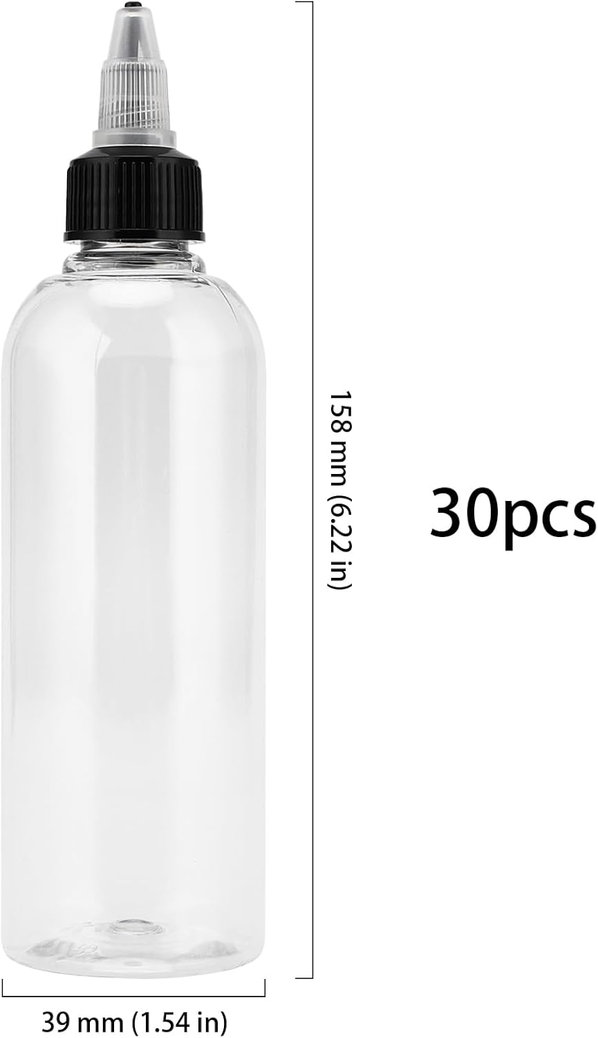 HOIGON 30-Pack 4oz Clear Squeeze Bottles with Twist Top and Funnels