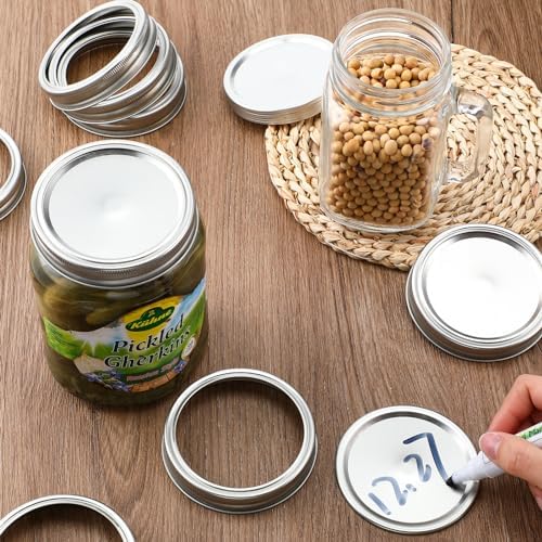 Nuogo 240 Pcs Wide Mouth Canning Lids with Silicone Sealing Rings
