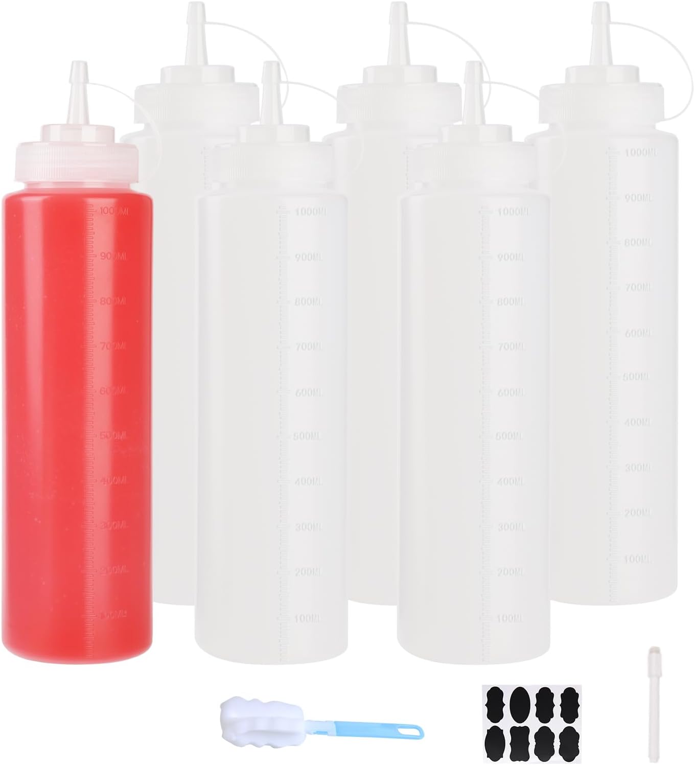 Belinlen 6 Pack 32 oz Squeeze Bottles for Sauces 1
