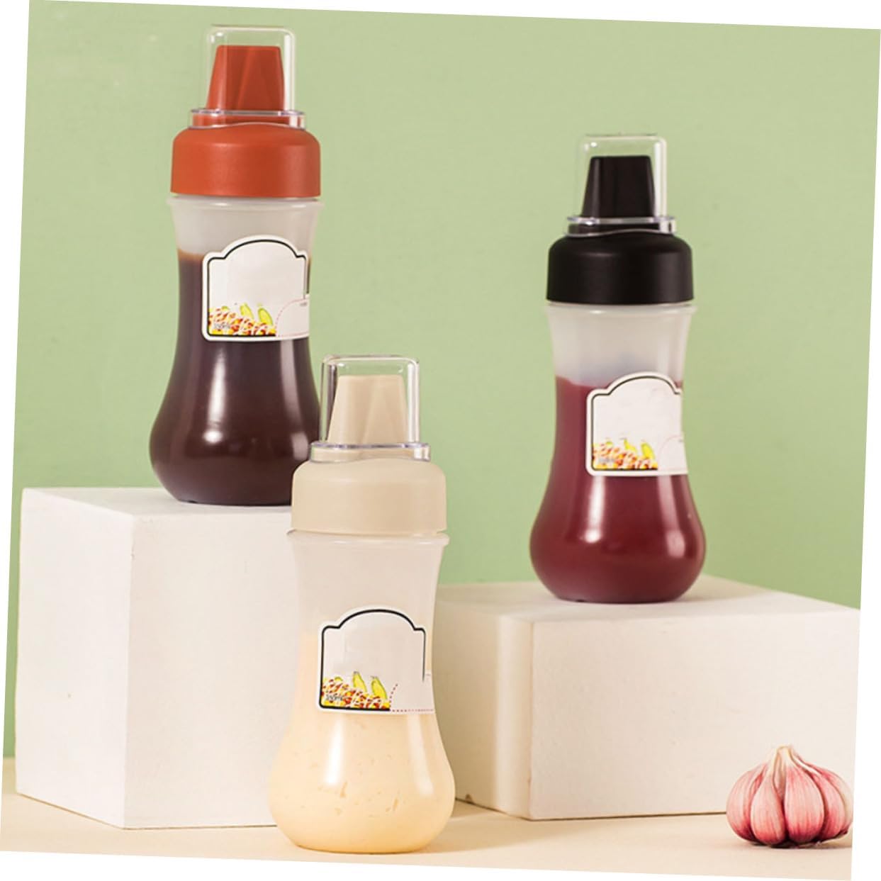 BIUDECO Ketchup Squeeze Bottles 2Pcs Portable Condiment Storage with Scale