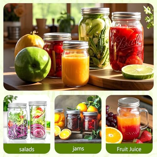 FGSAEOR 52Pcs Wide Mouth Canning Lids Bands Set