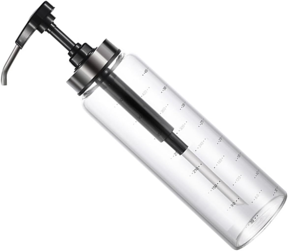 GRADENEVE 500ml Black Glass Honey Pot with Metal Pump