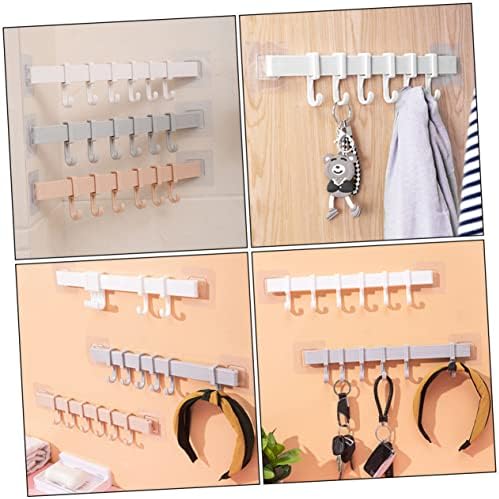 SEWOART 3pcs Bathroom Self Adhesive Hook Rack Black 6 Hooks 1