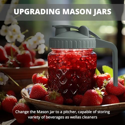 VIGOR PATH 2 Pack Wide Mouth Flip Cap Mason Jar Lids Gray