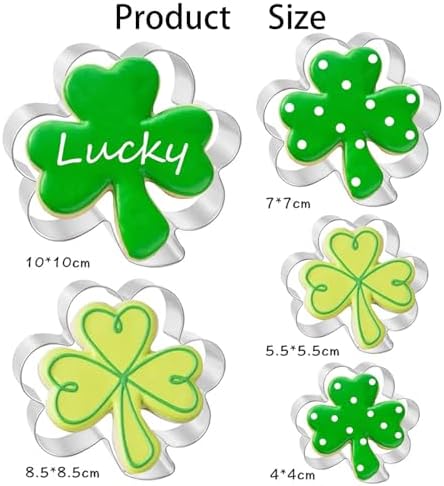 5Pcs Shamrock Cookie Cutters Set for St Patricks Day