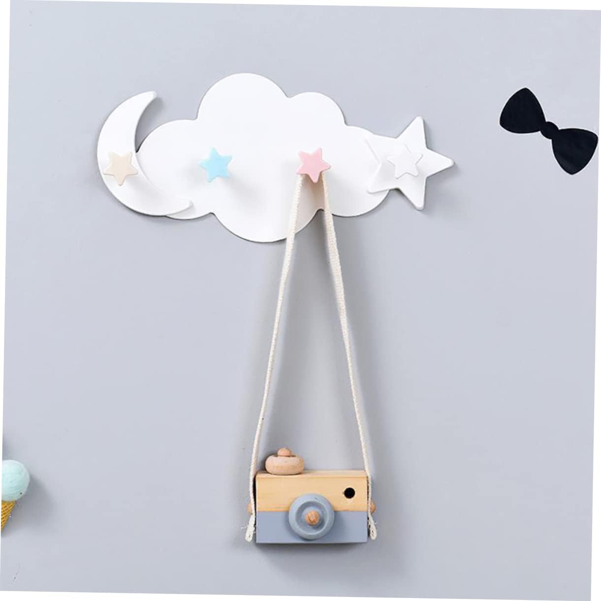 HOOTNEE 2pcs Moon Star Wall Hooks for Clothes and Key Holders