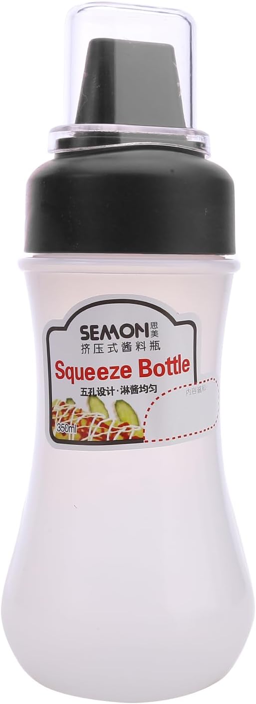 Meoliny 5-Hole Sauce Squeeze Bottle with Clear Cap