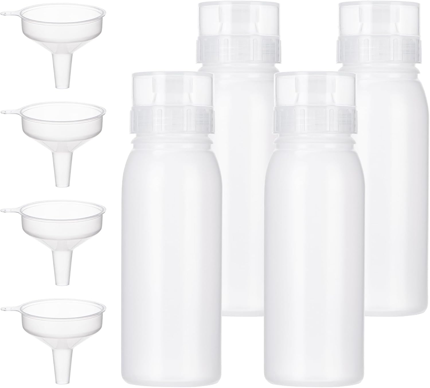 Uceoo 4 Pack Porous Squeeze Bottles with 5 Nozzles and 4 Funnels