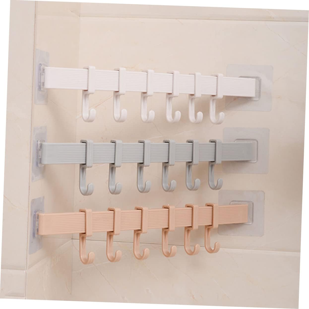 Chrome Adhesive Hooks 6-Piece Set for Bathroom and Kitchen